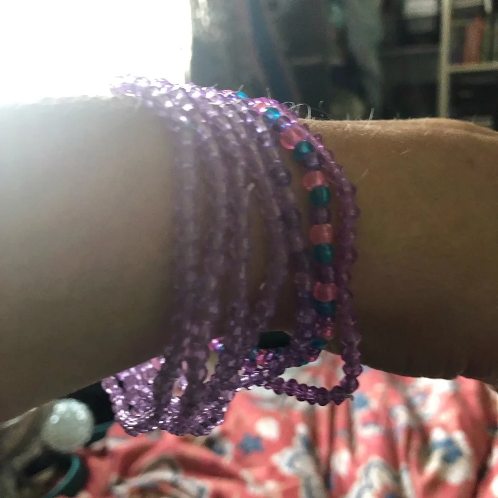 Purple Beaded Bracelet set